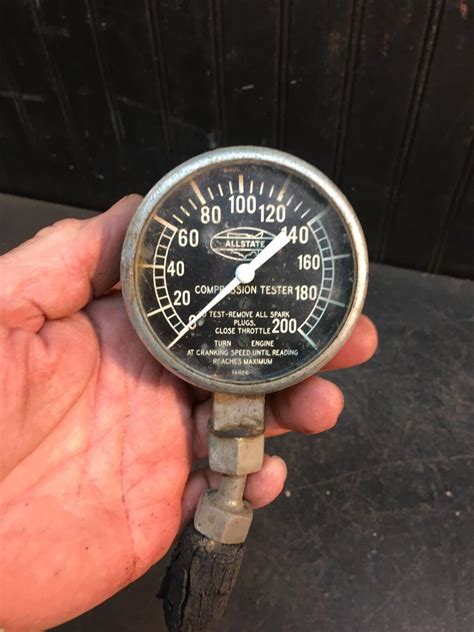 Vintage Allstate Engine Compression Tester Gauge With 